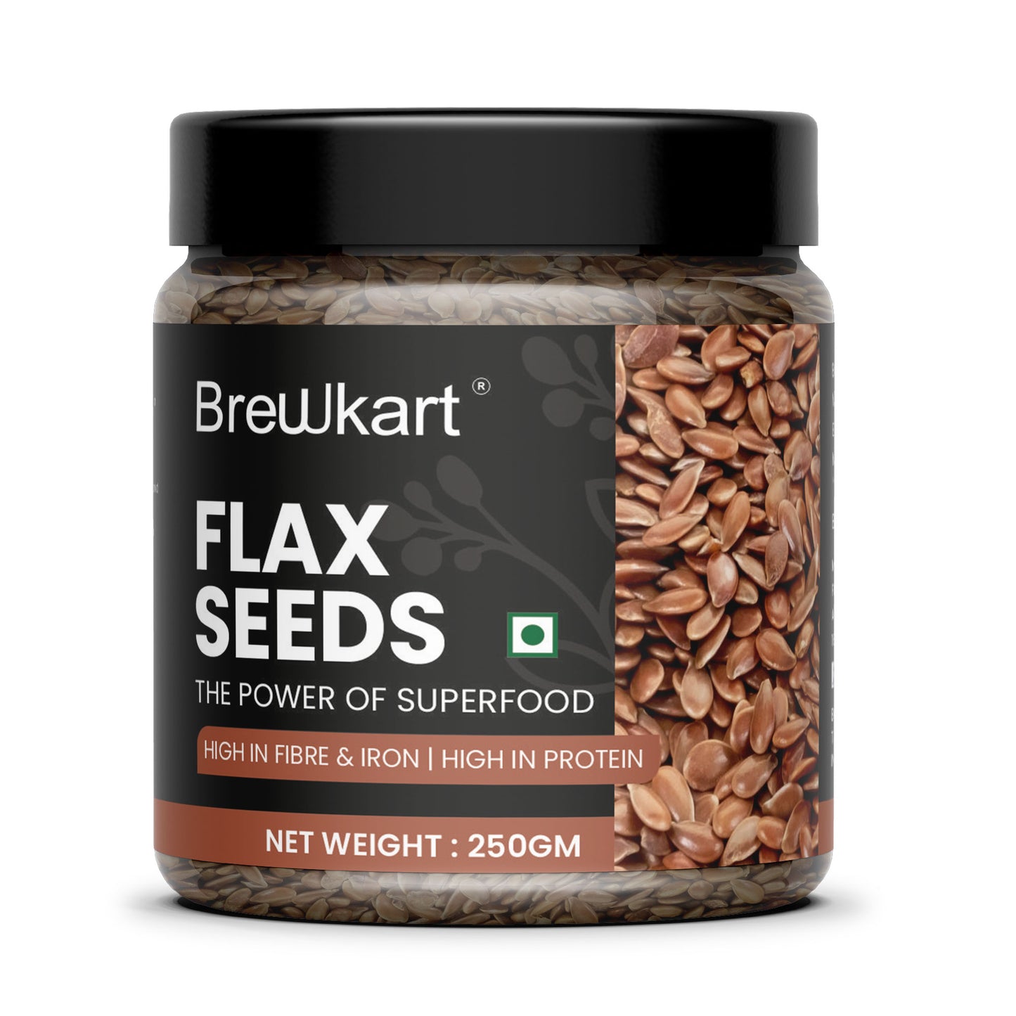 Brewkart Flax Seeds - Alsi Seeds 250 gm | Flax Seeds for Hair Growth | Raw Seeds for Eating | Source of Iron & Dietary Fibre | Rich in Protein