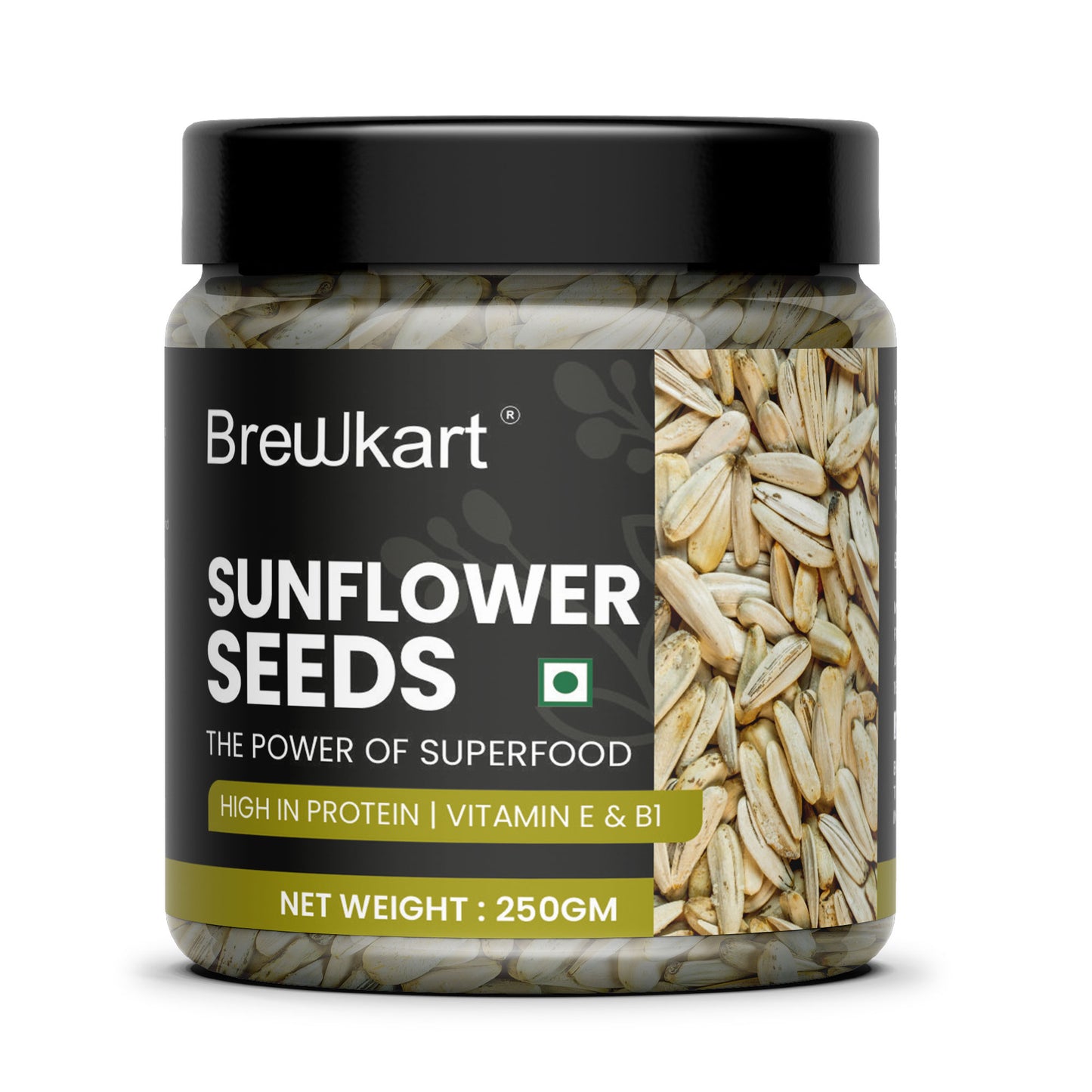 Brewkart Sunflower Seeds 250g | Raw Sunflower Seeds for Eating | Diet Superfood | Healthy Snack | High in Protein, Vitamin E & B1 | Rich in Antioxidants