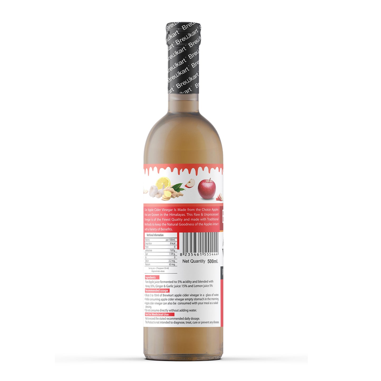 Brewkart Apple Cider Vinegar with Ginger, Garlic, Lemon and Honey 500ml