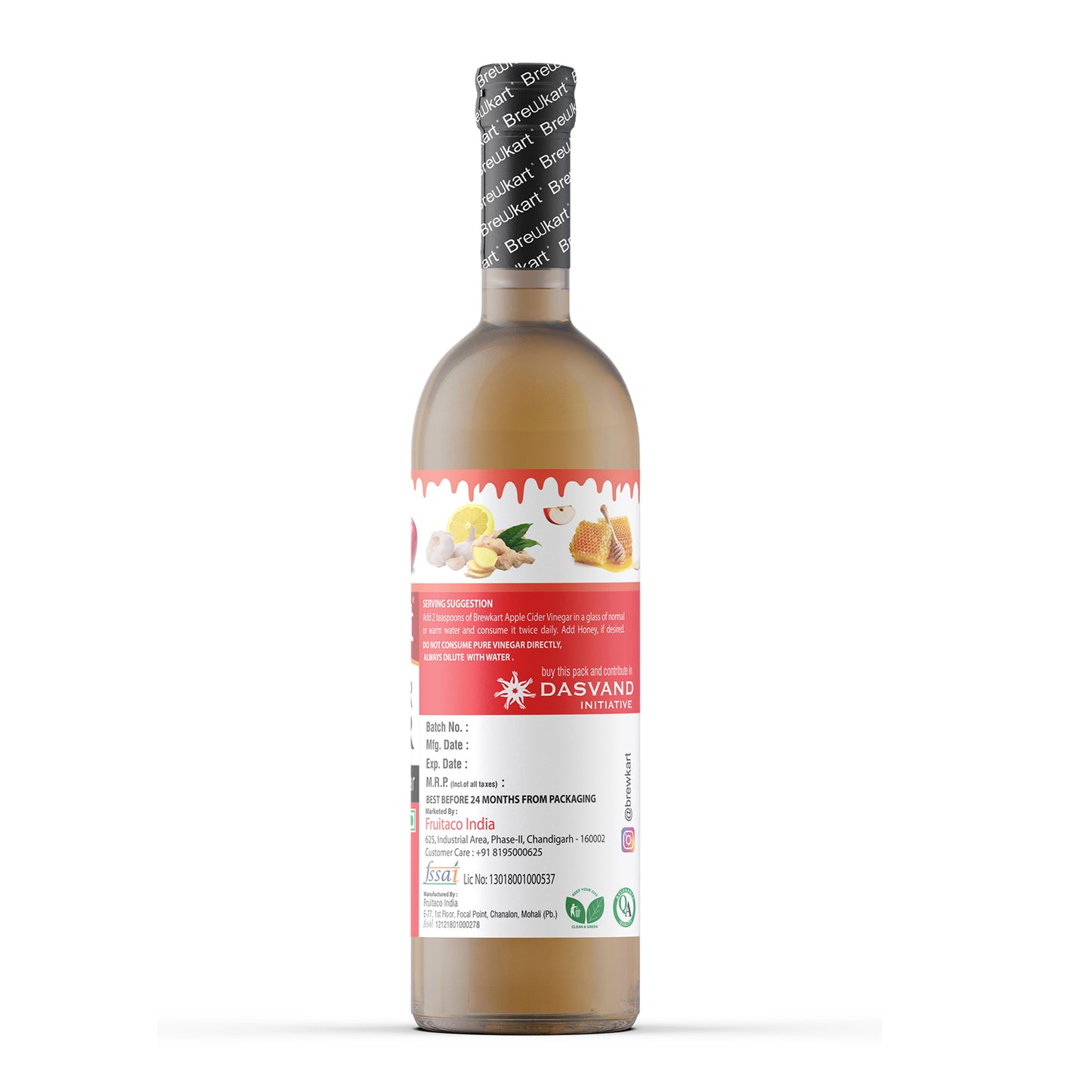 Brewkart Apple Cider Vinegar with Ginger, Garlic, Lemon and Honey 500ml